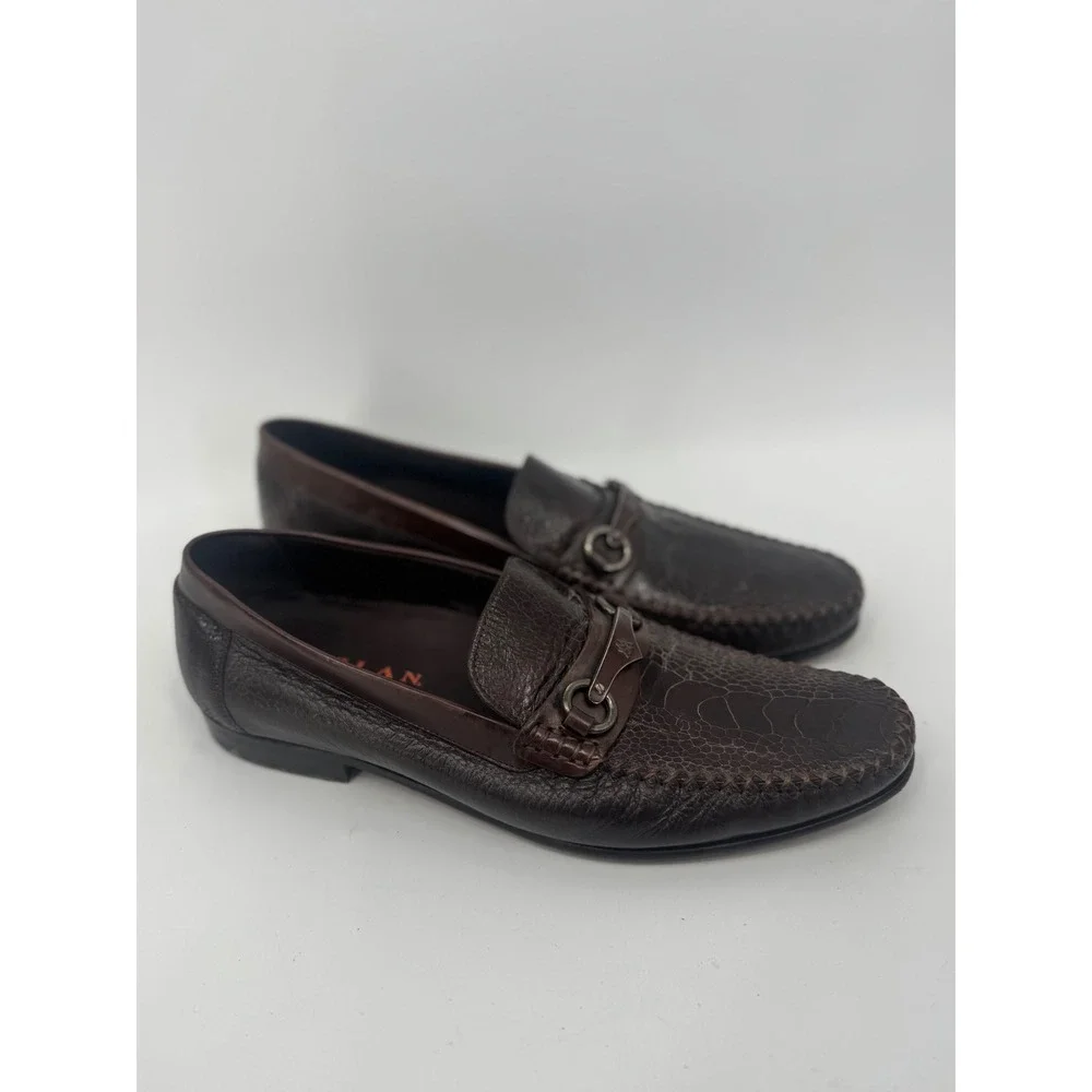Mezlan Mens 9 Brown Genuine Ostrich Leg‎ Horsebit Loafers Exotic Leather Shoes